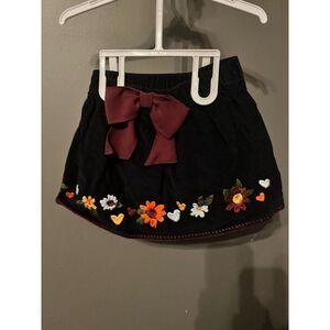 Hanna Andersson size 90 2t girls blue corduroy skirt floral